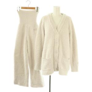 セットアップ 上下 カーディガン ニット 長袖 ハラマキロングパンツ ルームウェア 部屋着 F ライトグレー