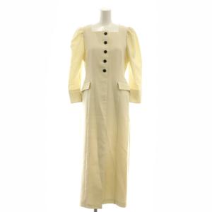 25SS スクエアネックタイトワンピース ロング 七分袖 スリット 38 アイボリー /MY OS SH