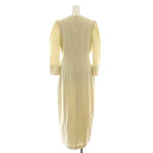 CELFORD 25SS スクエアネックタイトワンピース ロング 七分袖 スリット 38 アイボリー /MY OS SH