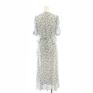 CELFORD 25SS ミニチュアローズプリントワンピース ロング インナー付 38 ブルー /MY OS SH