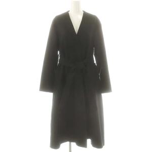 ノーカラーコート ウール ウエストベルト 36 黒 ブラック /AQ OS