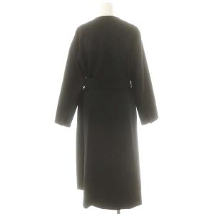 ANAYI ノーカラーコート ウール ウエストベルト 36 黒 ブラック /AQ OS