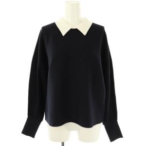 ミラノドルマンプルオーバー ニット セーター ステンカラー 紺 ネイビー /AT OS