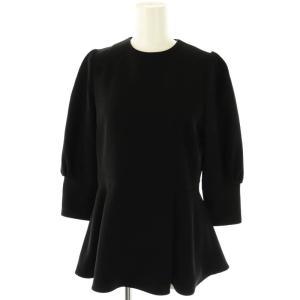 23AW TWILL PEPLUM TOP トップス ブラウス 七分袖 36 黒 ブラック /AT OS