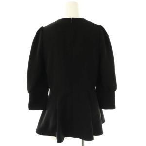 BORDERS at BALCONY 23AW TWILL PEPLUM TOP トップス ブラウス 七分袖 36 黒 ブラック /AT OS