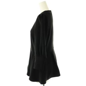 BORDERS at BALCONY 23AW TWILL PEPLUM TOP トップス ブラウス 七分袖 36 黒 ブラック /AT OS