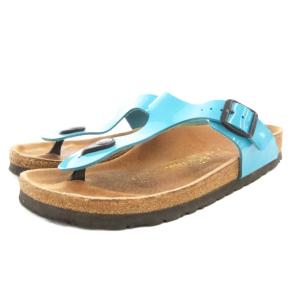 ギゼ Gizeh トングサンダル レザー 24cm 茶 ブラウン 水色 ライトブルー /GV