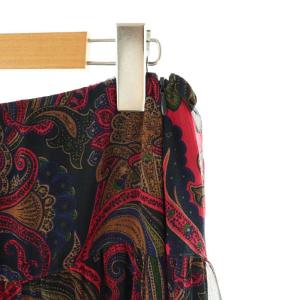 LAUREN RALPH LAUREN ペイズリーシフォン総柄ロングスカート フレア マキシ ロング 0 紺 ネイビー 赤 レッド /AT OS