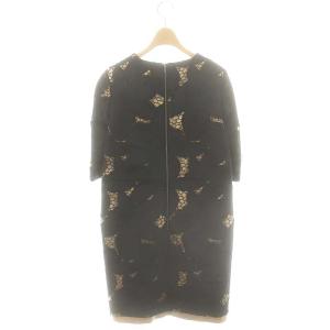 ADORE スリットレイヤードドレス ワンピース フラワー刺繍 38 黒 ブラック /AQ OS