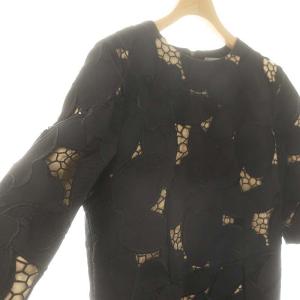 ADORE スリットレイヤードドレス ワンピース フラワー刺繍 38 黒 ブラック /AQ OS