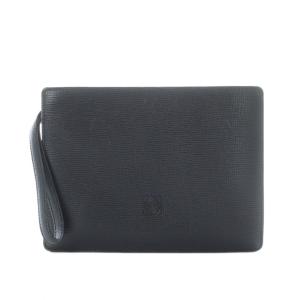 クラッチバッグ セカンド ハンド レザー アナグラム 黒 ブラック /RI OS