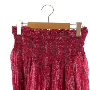 ISABEL MARANT ETOILE コットン総柄スカート ひざ丈 アシンメトリー 34 ピンク /DF OS