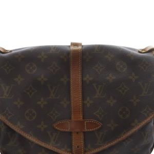 LOUIS VUITTON モノグラム ソミュール30 ショルダーバッグ ブラウン M42256