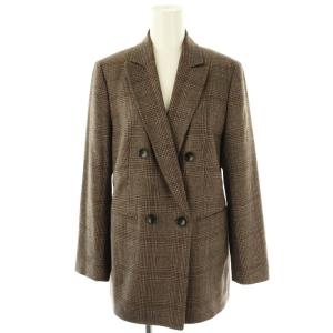 ブラウニーグレンチェックダブルブレストジャケット テーラード 36 茶 ブラウン /AT OS