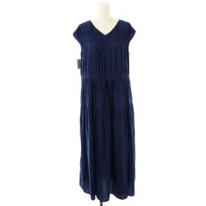 25SS 洗える パウダーサテン2WAYワンピース ミモレ ロング ノースリーブ 2 青 ブルー /AT