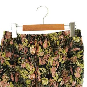 SLOBE IENA ボタニカルフラワーパンツ ストレート イージー F 黒 ブラック 緑 グリーン /AT OS