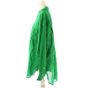 Spick&Span 24SS コットンリネンルーズシャツ スタンドカラー 長袖 F 緑 グリーン /AT OS