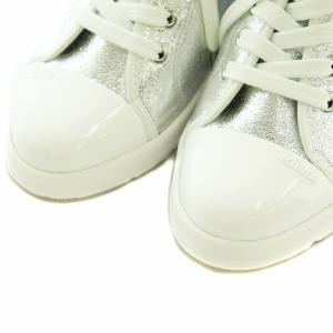 DIANA プラス + ヒールアップスニーカー シルバー箔人工皮革 軽量 US6.5 23.5cm シルバー色 白