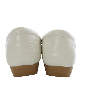 himiko 25SS リボンモチーフモカシン フラットシューズ クロコ型押し レザー 23.5cm ホワイト 651109