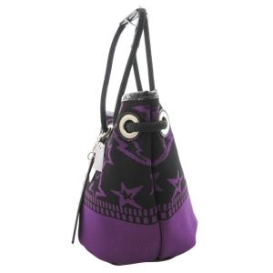 ANNA SUI タグ付き ハンドバッグ 巾着 肩掛け ポーチ付 キャンバス スター柄 紫 パープル 黒 ブラック /GV
