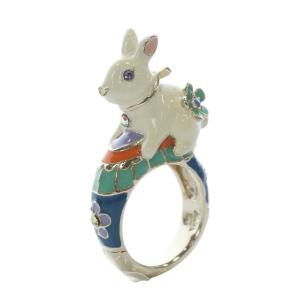 指輪 リング うさぎモチーフ 16号 マルチカラー /YO17