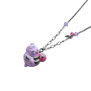 パンダ ネックレス ペンダント 紫 パープル /SR35