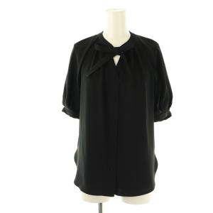 半袖ボウタイブラウス シャツ 前開 36 黒 /NR OS