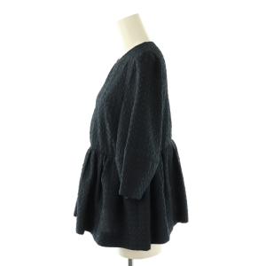 23区 24AW プレザンスジャカード ペプラム ブラウス 七分袖 プルオーバー 32 紺 /NR OS
