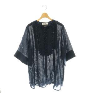 レースチュニックワンピース リネン 38 ネイビー