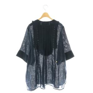 MUVEIL レースチュニックワンピース リネン 38 ネイビー