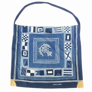 ゴマデニムのバンダナプリントバッグ デニム 肩掛け 斜め掛け インディゴブルー /UO