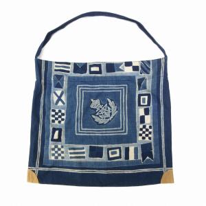 45rpm ゴマデニムのバンダナプリントバッグ デニム 肩掛け 斜め掛け インディゴブルー /UO