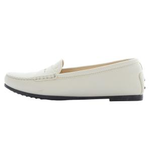 TOD'S シティ ゴンミーニ レザー ドライビングシューズ 37.5 白 ホワイト /SR9