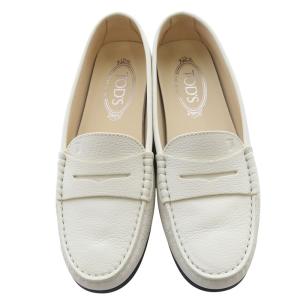 TOD'S シティ ゴンミーニ レザー ドライビングシューズ 37.5 白 ホワイト /SR9