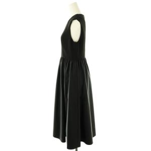 Aveniretoile 24SS ウエストギャザードッキングワンピース ロング ノースリーブ 32 ブラック /HK OS