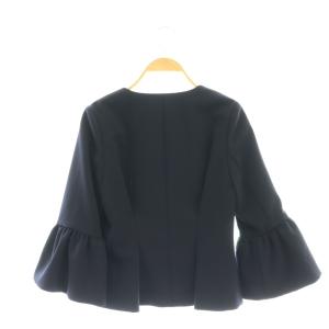 M-Premier BLACK 25SS ギャザーフレアスリーブジャケット ノーカラー 32P 黒 /CX OS