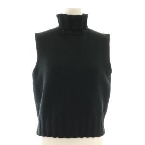 AG100 カシミヤ タートルネックニットベスト XS ブラック