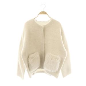 23AW 2WAY ポケファーノーカラーコート ニット フェイクファー 1 オフホワイト /MI OS