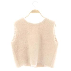 Apuweiser-riche 23AW フェザーニットベスト 前開き 2 ピンク /HK OS SH