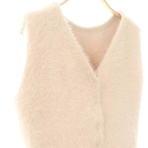 Apuweiser-riche 23AW フェザーニットベスト 前開き 2 ピンク /HK OS SH