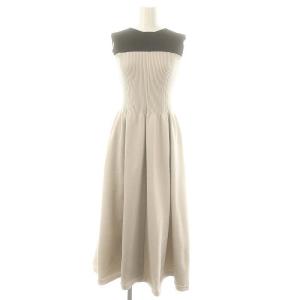 24SS ホールガーメントビスチェ切替ワンピース ロング ノースリーブ 0 グレー ブラック /HK OS