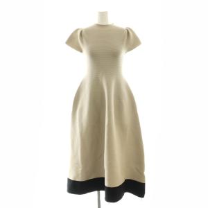 23AW ホールガーメントレディワンピース ボトルネック バイカラー 0 ベージュ 黒 /CX OS SH