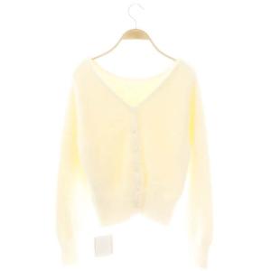 Apuweiser-riche 23AW パール釦Vネックニットカーディガン 長袖 2 ホワイト /HK OS SH