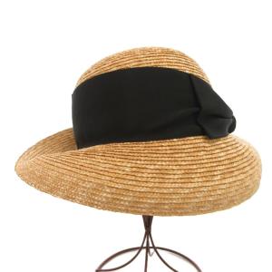 CA4LA ストローハット 麦わら帽子 リボン ベージュ /FF