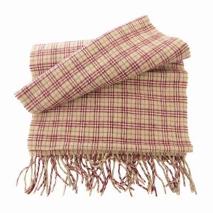 BURBERRY BLUE LABEL マフラー チェック ロゴ 刺繍 フリンジ ベージュ /HO AA