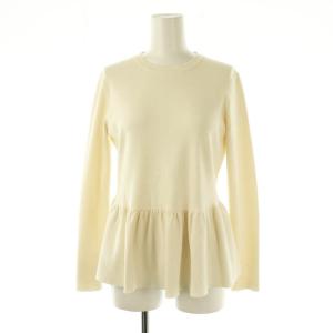 バックパールボタンペプラムニット プルオーバー 長袖 36 オフホワイト /DF OS