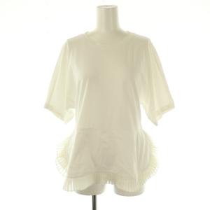 プリーツ切替ドルマンショートスリーブTシャツ カットソー 半袖 コットン XS 白 /NR OS