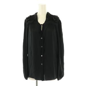 23SS シルク混ボウタイブラウス シャツ 長袖 前開 38 黒 /NR OS