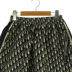 Christian Dior オブリーク ジャガードスカート 34 グレージュ ネイビー 127J24A2970