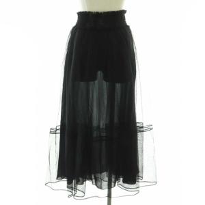 Christian Dior シアーチュールナイロンロングスカート 36 ブラック